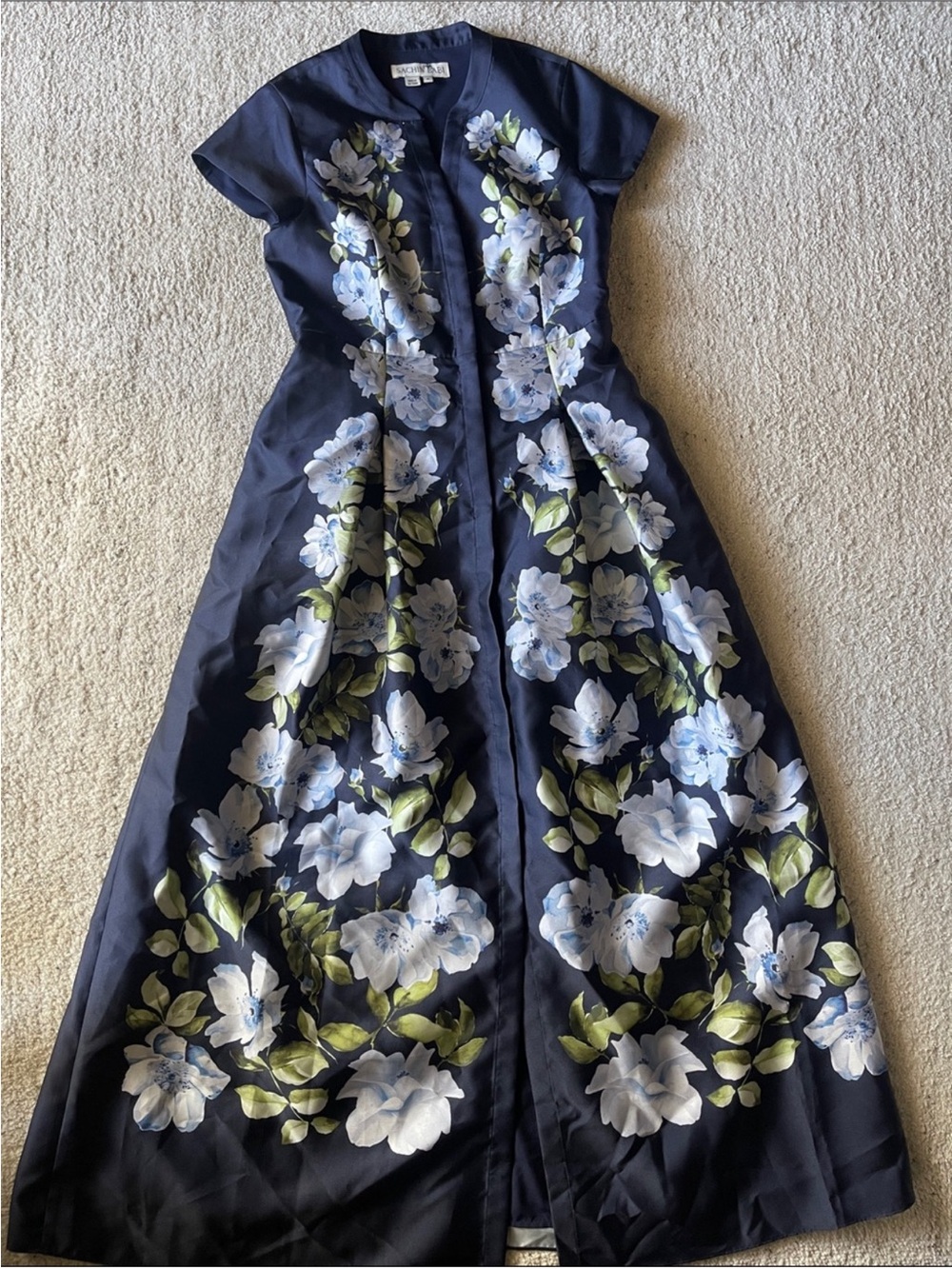 SACHIN BABI Marta Mikado Gown in Floral Fresco Blue Maxi Dress - Picture 3 of 9